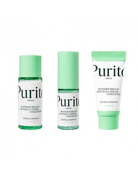 [PURITO] Wonder Releaf Centella Mini Kit Unscented - 1Pack (3 items)